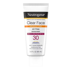 Neutrogena Clear Face Liquid Sunscreen Lotion - SPF 30 - 3 fl oz: Noncomedogenic, Oil-Free, Paraben-Free, Fragrance-Free
