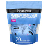 Neutrogena Makeup Remover Wipes - Ultra Soft Micellar Facial Cleansing - Singles - 20ct: Paraben-Free, Alcohol-Free, Suitable for Sensitive Skin