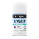Neutrogena Mineral Ultra Sheer Face and Body Sunscreen Stick - SPF 50 - 1.5oz: With Vitamin E, Paraben-Free, Sulfate-Free, Noncomedogenic