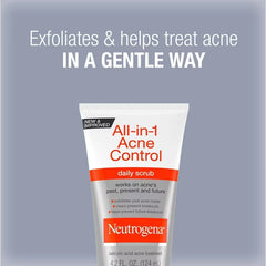 Neutrogena All-in-1 Acne Control Daily Face Scrub with Salicylic Acid for Acne-Prone Skin - 4.2 fl oz: Pore Cleansing Exfoliant, Paraben-Free