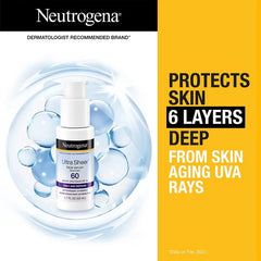 Neutrogena Ultra Sheer Moisturizing Face Sunscreen Serum - SPF 60+ - 1.7 fl oz: No Fragrance Added, Contains Vitamin E, Noncomedogenic