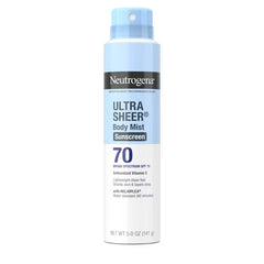 Neutrogena Ultra Sheer Sunscreen Spray, SPF 70, 5oz: Face & Whole Body Protection, Noncomedogenic, Oil & Oxybenzone-Free
