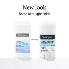 Neutrogena Mineral Ultra Sheer Face and Body Sunscreen Stick - SPF 50 - 1.5oz: With Vitamin E, Paraben-Free, Sulfate-Free, Noncomedogenic