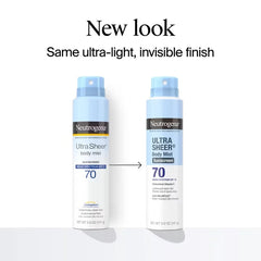 Neutrogena Ultra Sheer Sunscreen Spray, SPF 70, 5oz: Face & Whole Body Protection, Noncomedogenic, Oil & Oxybenzone-Free